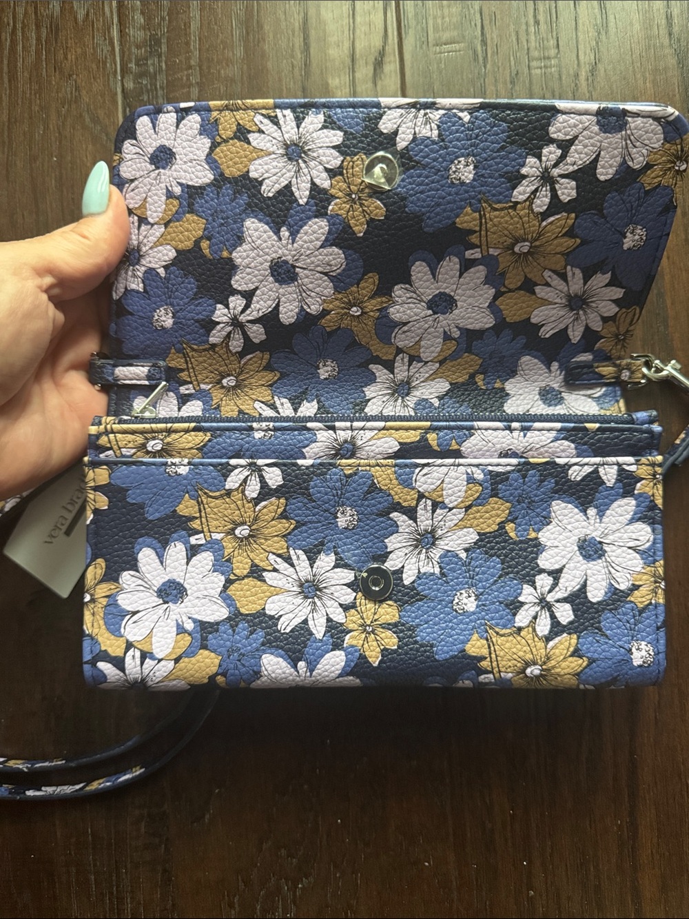 Vera Bradley Black, Pink and Purple Floral Crossbody Wallet - Picture 4 of 10